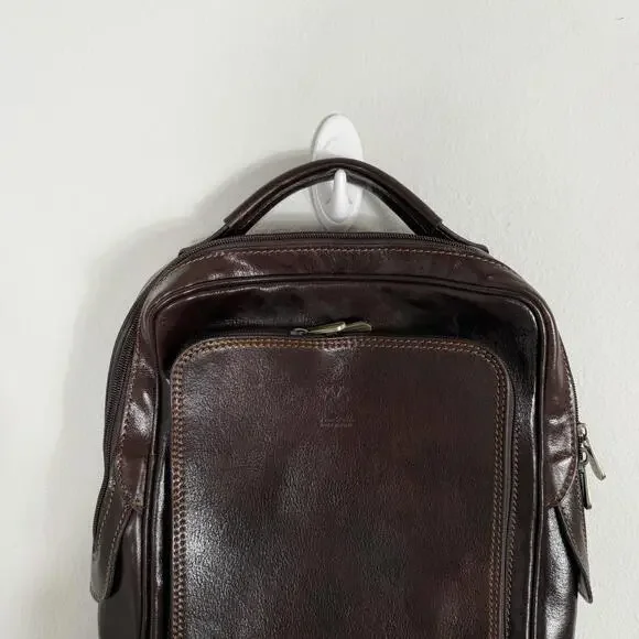 Vera Pelle Dark Brown Italian Leather Backpack Made in Italy Luxury - Picture 5 of 15